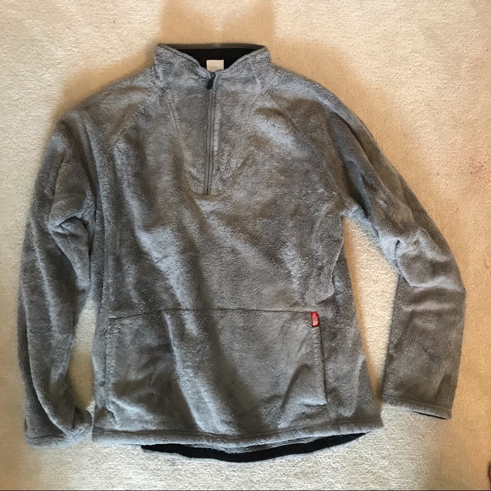Gray Fuzzy North Face pull over